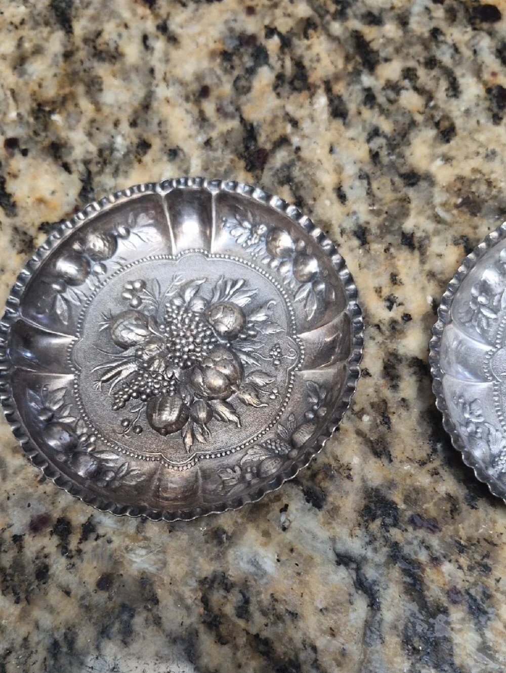 Pair Of Antique Metal Candy Dishes